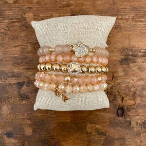 Nicole Miller set of 5 stretch crystal/glass/metallic bracelets New!